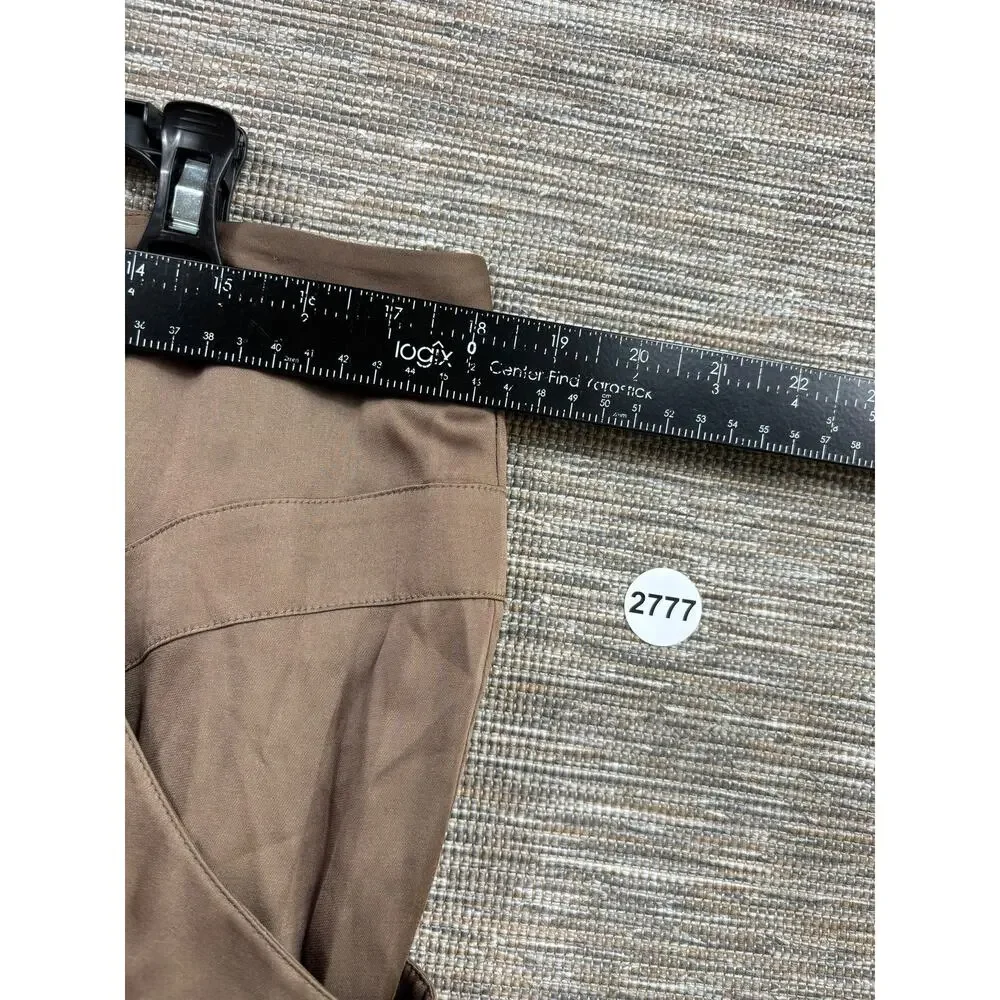 BCBGMAXAZRIA Pants Womens 12 Brown Satin Harem Pleated Draped Pockets Relaxed - Picture 6 of 8